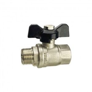 Кран шар. REMSAN  1" Ш/г никель (бабочка)