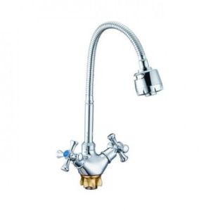 Смеситель «ZEGOR» (DTZ4 -Е827) кух. елка/гибкий излив/гайка