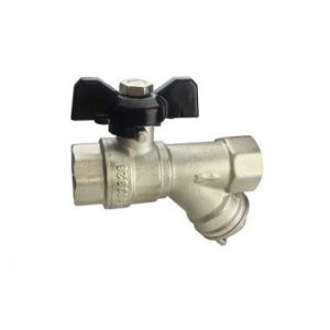 Кран шар фильтром 1/2" (бабочка) никель  REMSAN