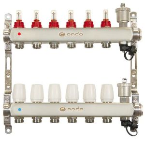 Коллекторная группа 1" с Расходомерами на 6 вых. ONDO