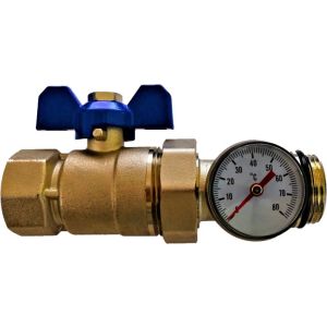 Кран амер. с термометром 1" Прямой (SMS-515)