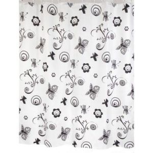 Штора для ванной (арт. 1153) «Бабочки-цветы» б/к