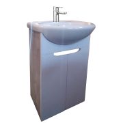 Тумба «УЮТ-55» ЛОРА ЛОФТ каркас Бетон, фасад белый (без ручек)