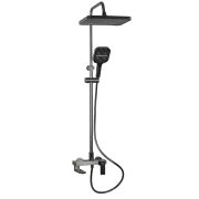 Смеситель «BRIMIX» Стойка душевая из алюминия с квадр. лейками (цвет ГРАФИТ) (80707)